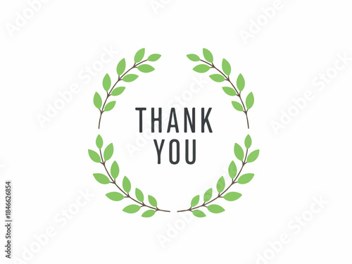 Elegant Wreath Thank You Card Design with Green Leaves