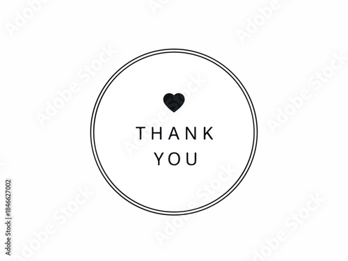 Thank You Message with Heart Icon in Circular Frame for Appreciation