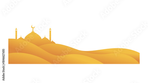 vector illustration of a mosque in desert