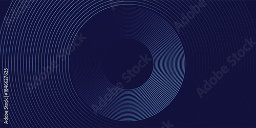Abstract blue glowing geometric lines on dark blue background. Modern shiny blue circle lines pattern. Futuristic technology concept. Suit for cover modern eps10