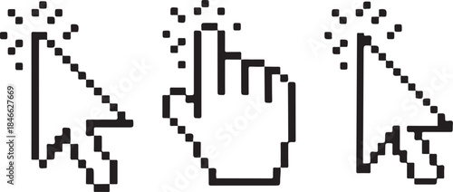 Pixel art cursor icons with effects