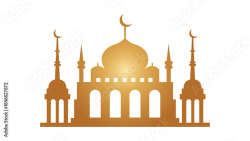 Vector illustration silhouette of gold mosque