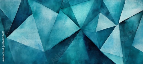 Illustration of abstract geometric pattern with blue triangles and polygonal shapes