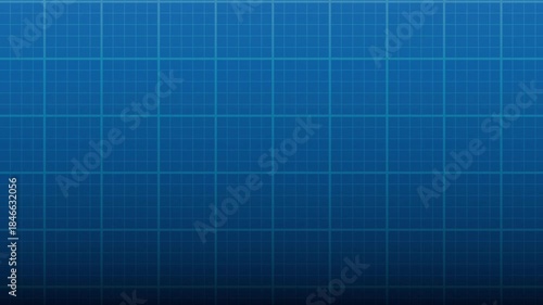 Blue print grid graph with nice gradient, moving slowly downwards in looping video to be used as background for technical animations, architecture, math or presentations.