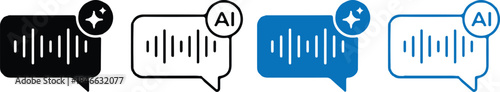 ai voice message bule black icons four set vector illustration style art 