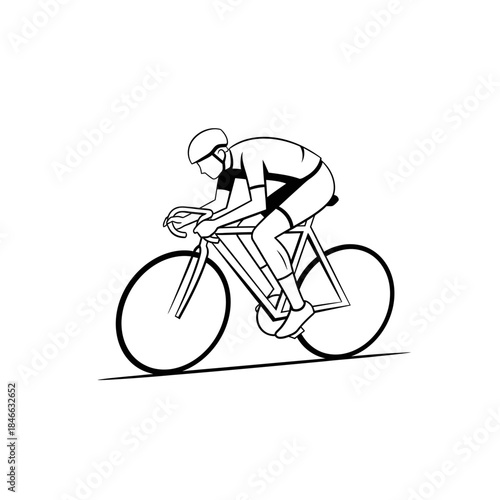 Dynamic cyclist illustration showcasing athleticism and speed in a stylized vector design