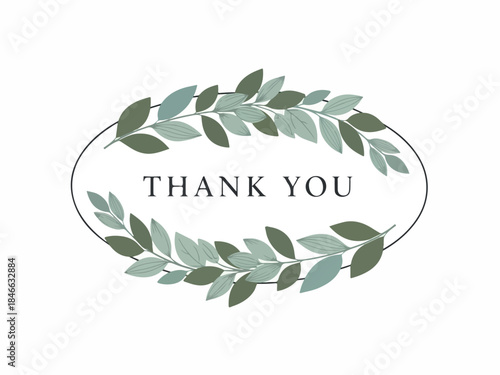 Elegant Thank You Note with Botanical Wreath Illustration