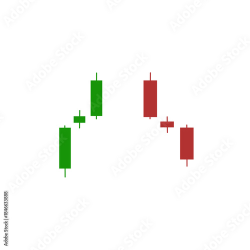 Wallpaper Mural Isolated bullish and bearish candlestick chart pattern on white background. Symbol of up trend and down trend Continuation candlestick pattern. candlestick price action concept.
 Torontodigital.ca