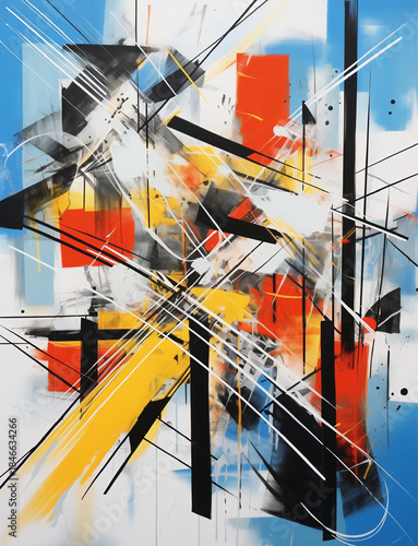 Abstract Geometric Color Composition with Dynamic Diagonal Lines