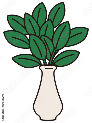 Sakaki Branch Vector Illustration – Japanese Shinto Altar Plant