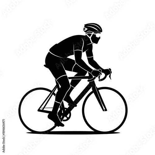 Silhouette of a cyclist wearing a mask, symbolizing safety and fitness in public exercise