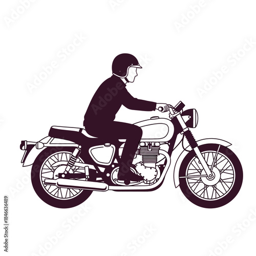 Vintage motorcycle ride silhouette depicting freedom and classic design aesthetic appeal