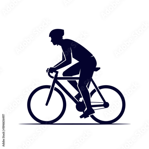 Silhouette of determined cyclist training and achieving fitness goals on open road