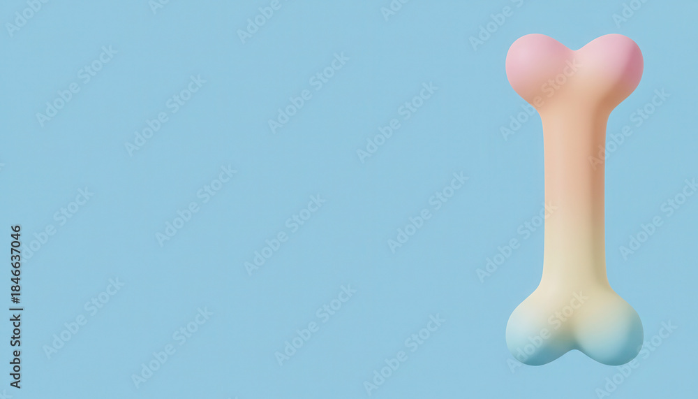 Fototapeta premium Minimalist calcium health or pet toy concept. 3D rendering of smooth bone shape. Veterinary or orthopedics icon.