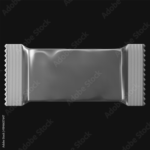 Realistic flow packaging mockup for bars, candies, waffles, vector product wrapper blank, empty plastic container design