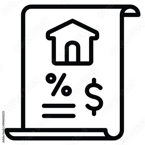 Property Tax Icon Line Vector Illustration