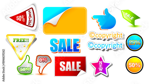 Colorful Sale Badges and Discount Labels 
Promo Sticker, and graphic elements Vector Elements.
Bright vector elements  for retail marketing, banners, web graphics and e‑commerce.