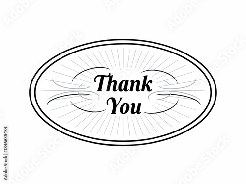 Elegant Thank You Message on White Background with Oval Design