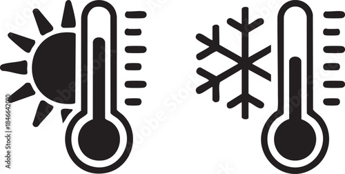 Hot and cold temperature icons set