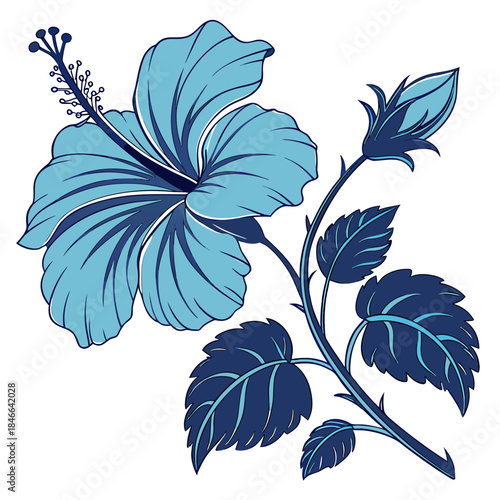 hibiscus blue satin with leaves