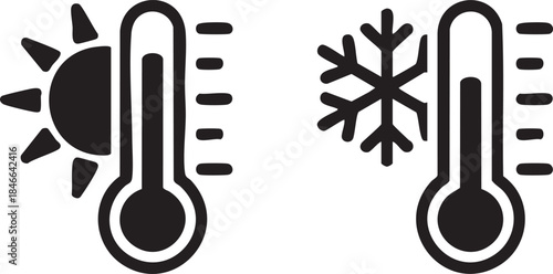 Thermometer with sun and snowflake vector