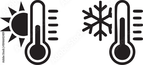 Heat and freeze line icons illustration