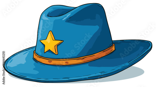 Blue Hat with Yellow Star Vector - Professional Fashion Accessories Image