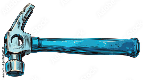 Blue Hammer with Double Holes Vector Illustration