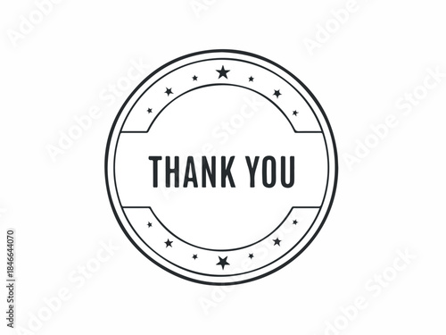 Gratitude Emblem Circular Thank You Design with Elegant Star Accents