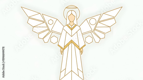 Geometric Angel Illustration with White Background.