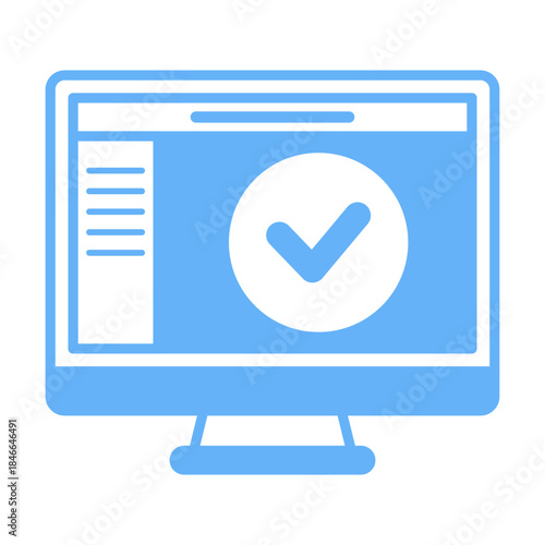 Computer Check Flat Colored Icon for Verification and Approval
