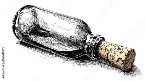Detailed Vector Drawing of Cork from Wine Bottle with Outline