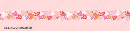 Cute hand drawn hearts seamless pattern, lovely romantic background, great for Valentine's Day, Mother's Day, textiles, wallpapers, banners  - vector design