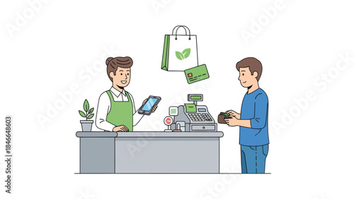 Eco-Friendly Shopping and Payment in a Modern Retail Environment with Sustainable Products and