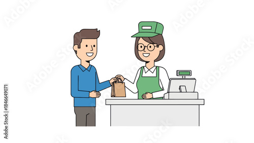 Customer Purchasing a Coffee at the Counter in a Coffee Shop Setting