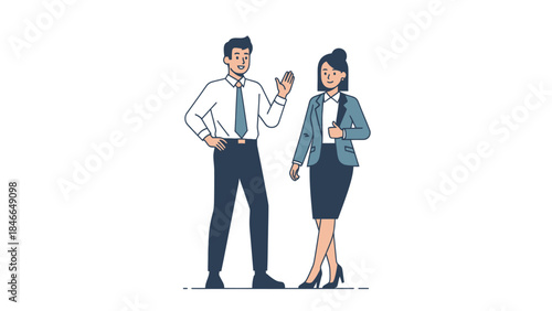 Professional Business Meeting Conversation Between Male and Female Colleagues