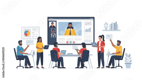 Team Collaboration in a Modern Virtual Meeting with Diverse Participants Engaged in Online