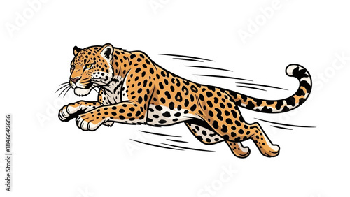 Leaping Jaguar Illustration Dynamic Wildlife Animal Mascot Design