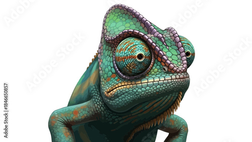 Playful Vibrant Green/Yellow Iguana Animated Fantasy Digital Art