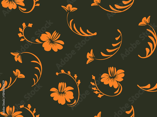 Classic floral silhouette seamless pattern ornamental decorative surface. Elegant flower wallpaper design.