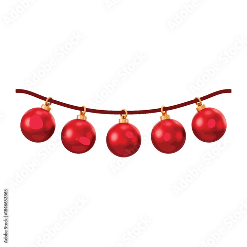 Festive red bauble string lights for Christmas and holiday season decor