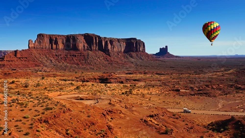 Hot air balloons in Monument Valley, Arizona	, USA