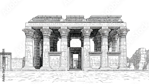 Majestic Ancient Egyptian Temple with Intricate Hieroglyphics - Architectural Wonder
