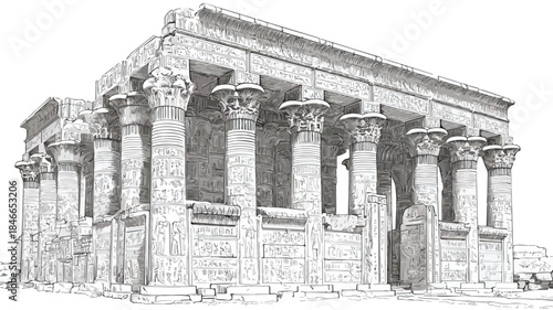 Majestic Ancient Egyptian Temple with Intricate Hieroglyphs and Mystical Aura