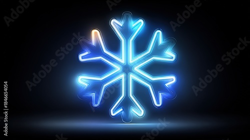 Futuristic neon snowflake abstract geometry icon
