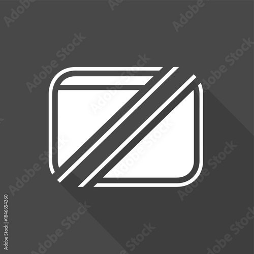A sleek, modern flat design icon depicts a white credit card with a diagonal strike-through, symbolizing financial restrictions or a prohibited transaction.