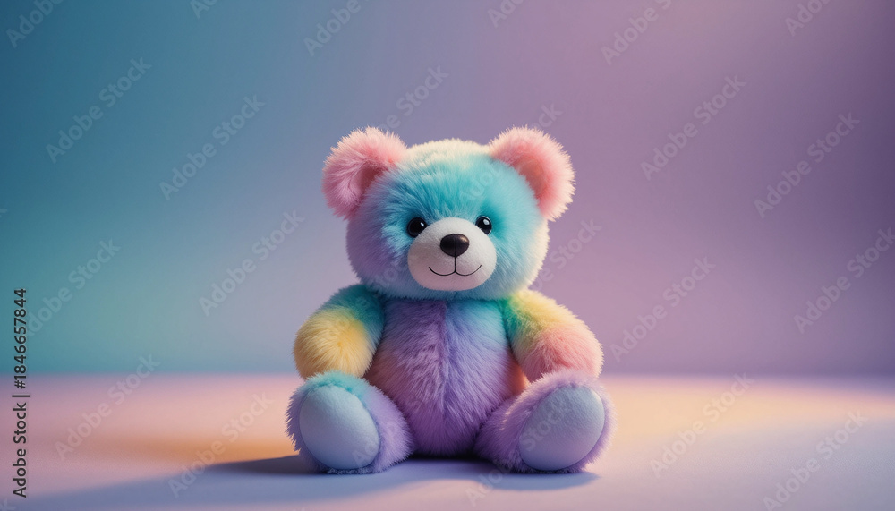 Fototapeta premium Cute Teddy Bear on Pastel Background