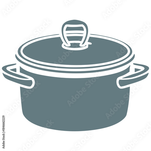 Cooking Pot with Lid and Handles Vector Illustration