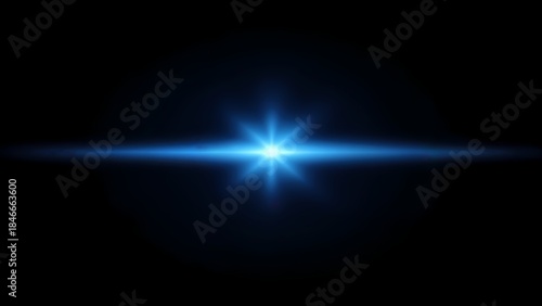 A bright blue star in the middle of a dark space.
