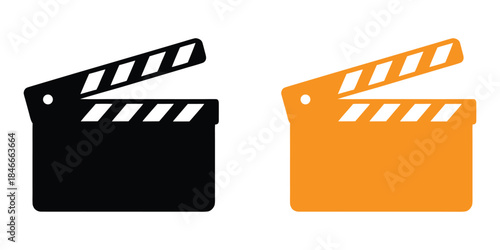 Movie clapperboard vector silhouette. Clapperboard icon. Film movie symbol